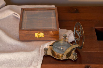 Decorative Brass Compass with Transparent Wooden Case – Explorer’s Gift
