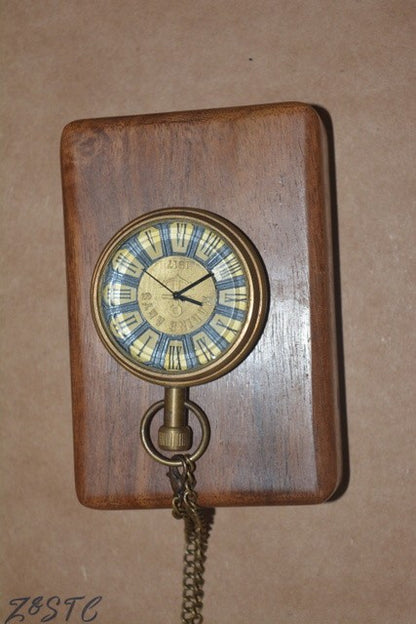 Golden Era Charm – Handcrafted Brass POCKET Watch With Wooden Box Gift