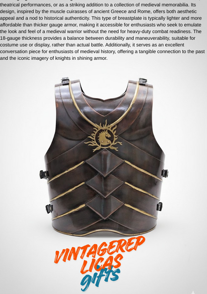 Roman Muscle Cuirass Breastplate | Shiny Polished 18 Gauge Steel | Wearable Medi