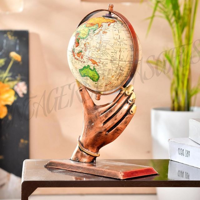 Decorative Metal Globe Table Top Showpiece Home Office Desk Decor Gift Iron Glob
