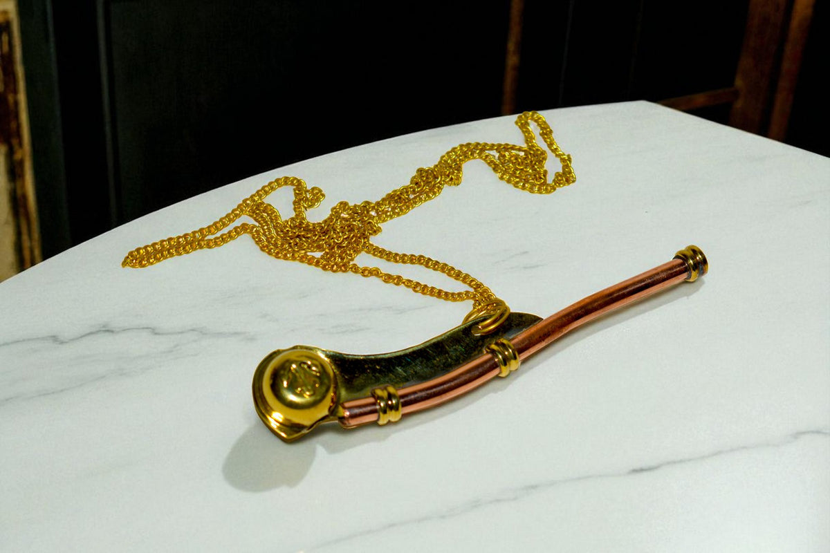 Vintage Brass Maritime Whistle – Nautical Style Antique Reproduction Collectible