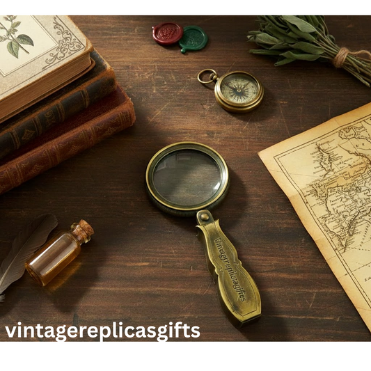 Heavy Duty Brass Magnifying Glass 6X Magnifier Collectible Gift 15.4cm Tall.