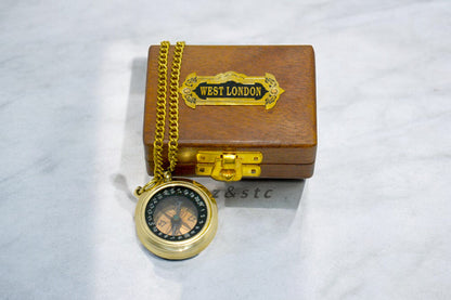 Nautical Brass Compass with Wooden box – Maritime Navigation Decor