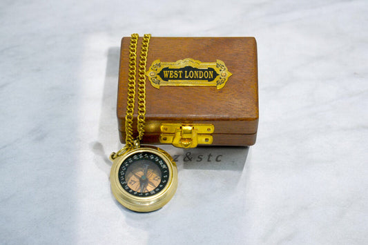 Nautical Brass Compass with Wooden box – Maritime Navigation Decor