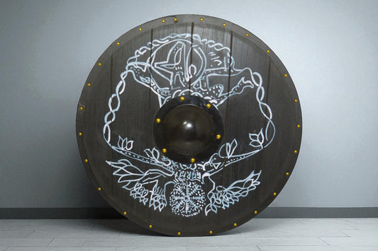 Handcrafted Viking Shield – Tree of Life Design Norse Decor