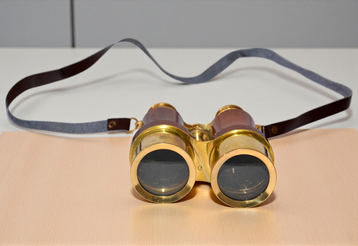 Antique Brass and wood Spyglass Binocular – Nautical Victorian Marine Style