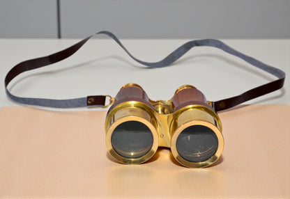 Antique Brass and wood Spyglass Binocular – Nautical Victorian Marine Style