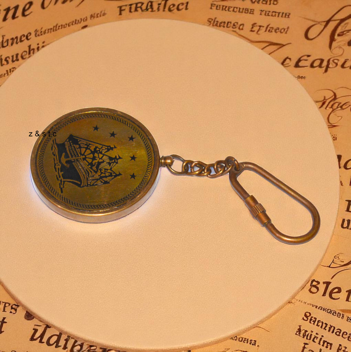 Vintage Brass Perpetual Calendar Keychain Mini Pocket Date Finder