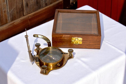 Decorative Brass Compass with Transparent Wooden Case – Explorer’s Gift