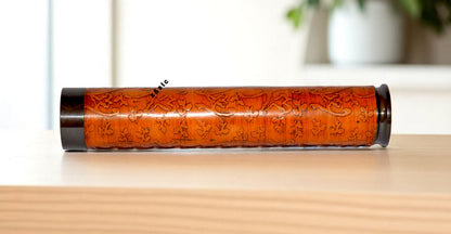 Handcrafted Leather-Wrapped Brass Kaleidoscope – Antique Style Collectible