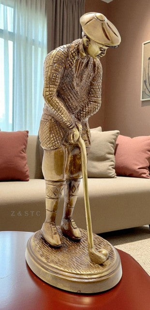 VintageReplicas Brass Golf Player Figurine | Collectible Home Decor Piece