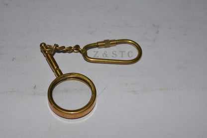 Set of 25 Handcrafted Brass Magnifying Glass Keychains – Collectible & Gift Item