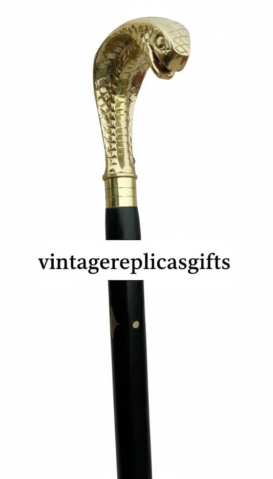 Brass Cobra Head Handle Walking Stick – ANTIQUE VINTAGE LOOK
