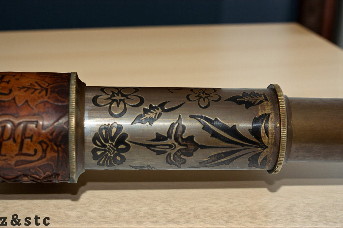 Nautical Brass Spyglass Telescope in Handcrafted Wooden Box – Maritime Decor