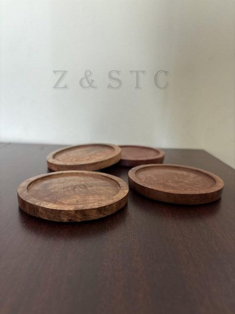 Natural Acacia Wooden Coaster Set – Rustic Drink Coasters for Coffee Tables.