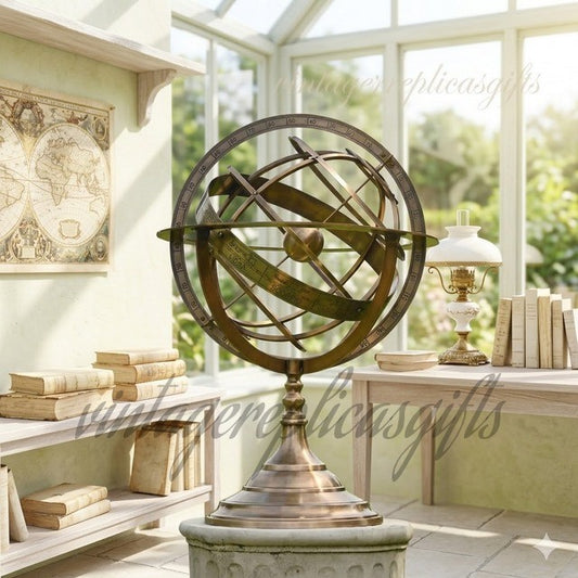 Vintage Inspired Armillary Sphere Astrolabe Globe Zodiac Engraved Table Decor