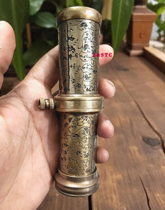 Handcrafted Brass Kaleidoscope Vintage Style Optical Toy with Antique Finish