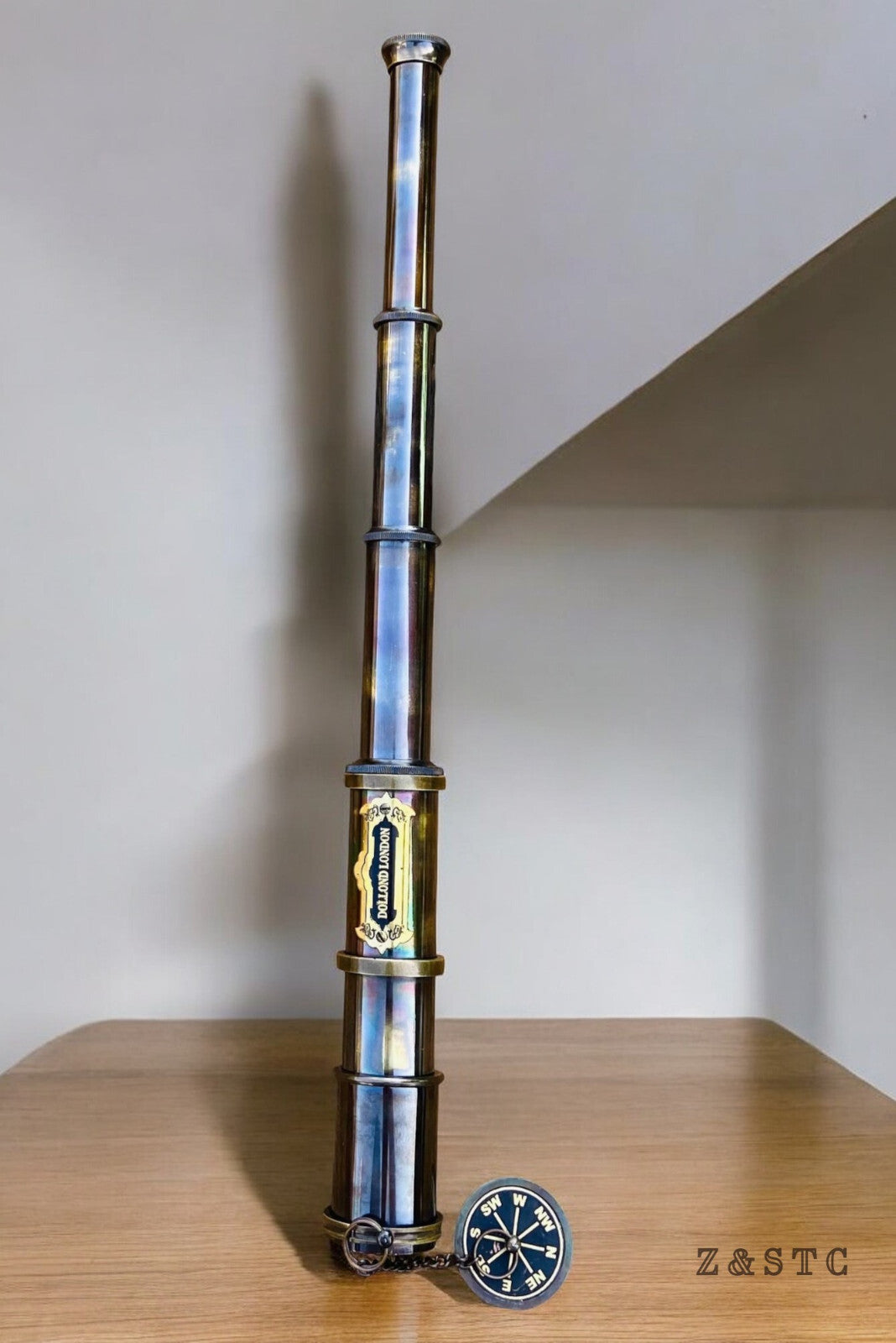 Vintage Brass 16" Telescope Spyglass Scope Nautical Maritime With Wooden Box