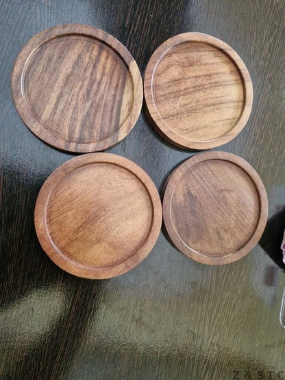Natural Acacia Wooden Coaster Set – Rustic Drink Coasters for Coffee Tables.