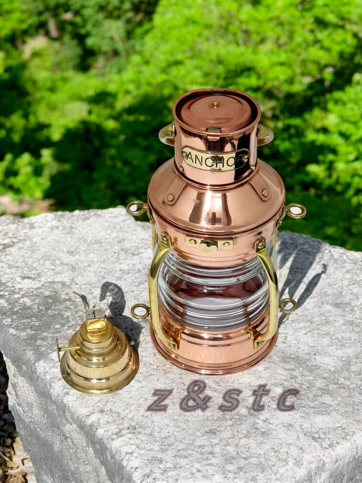 Handmade Copper Ship Anchor Lantern – 8'' Maritime Oil Lamp