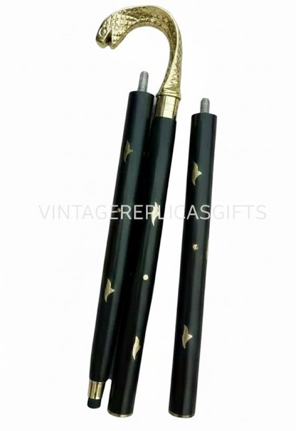 Brass Cobra Head Handle Walking Stick – ANTIQUE VINTAGE LOOK