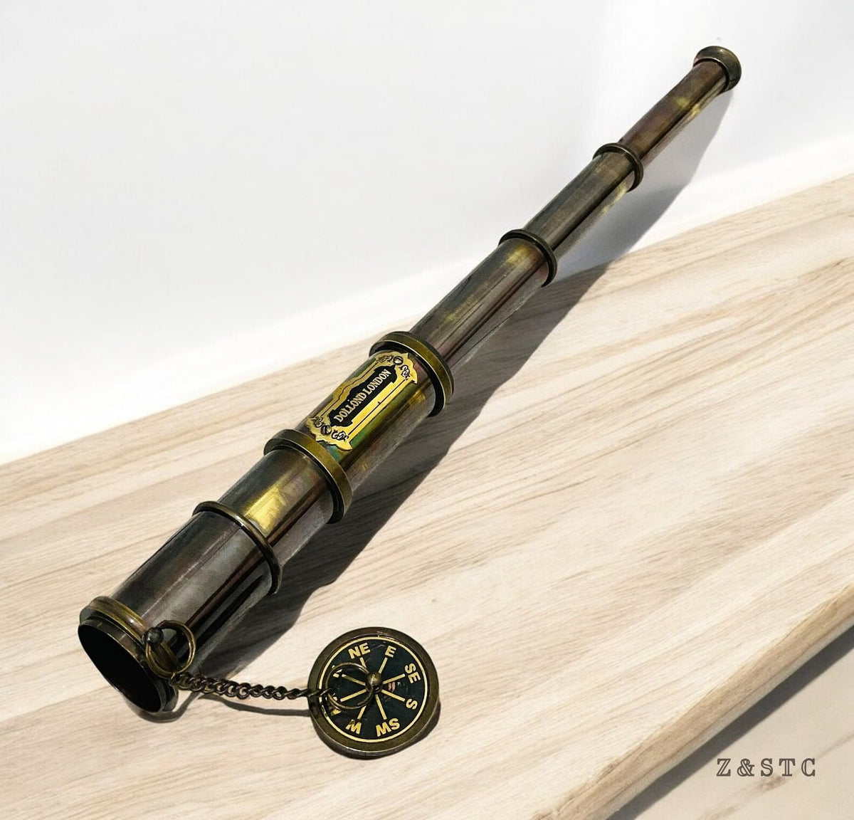 Vintage Brass 16" Telescope Spyglass Scope Nautical Maritime With Wooden Box
