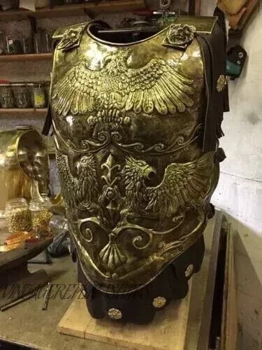 Brass Medieval Roman Chest Armor Reenactment Cuirass With Roman Helmet