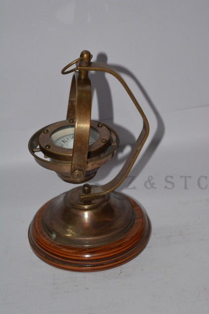 Brass Gimballed Nautical Compass – Handmade Vintage Navigation Piece