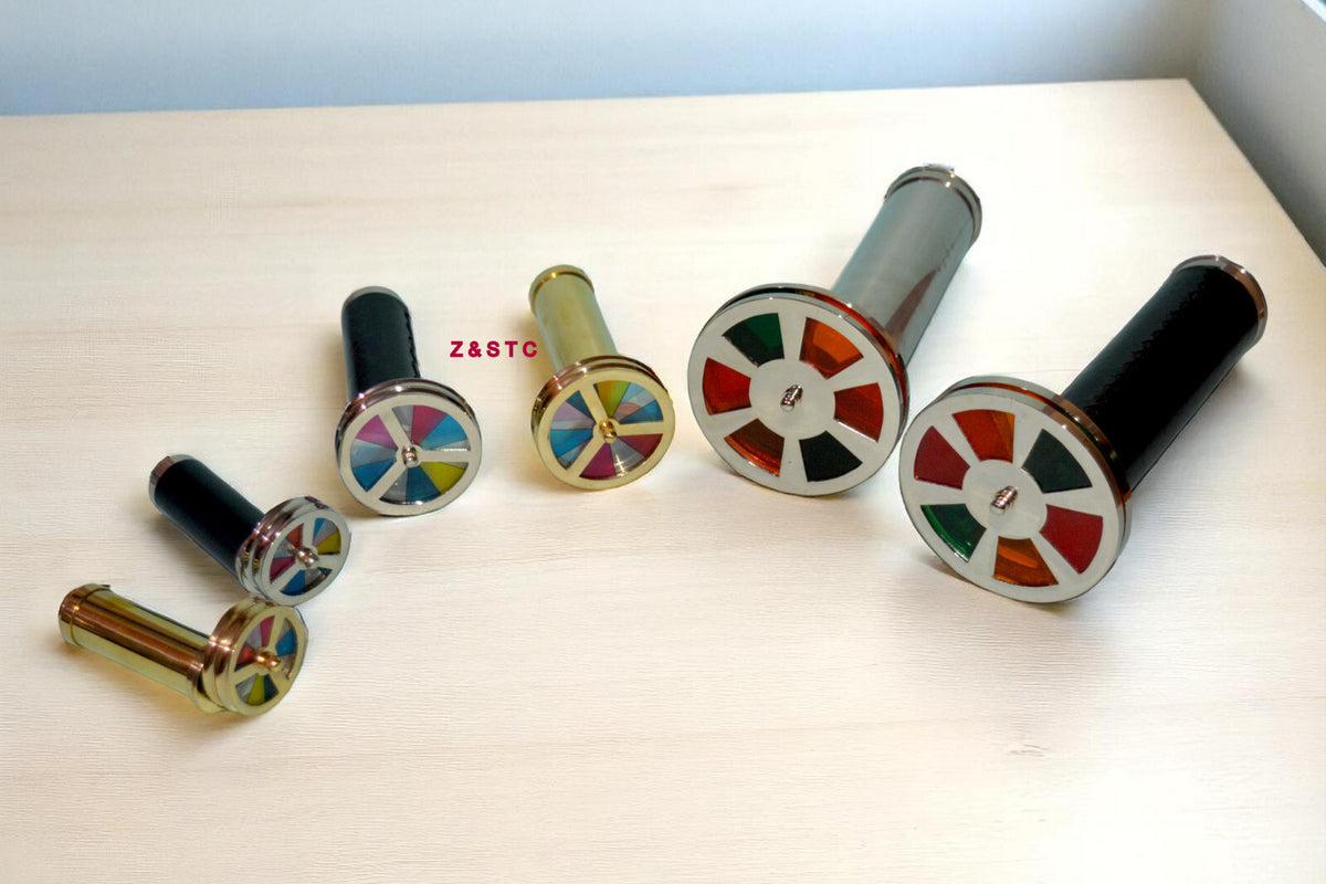 SET OF 6 HANDCRAFTED BRASS KALEIDOSCOPES VINTAGE STYLE COLLECTIBLE GIFTS