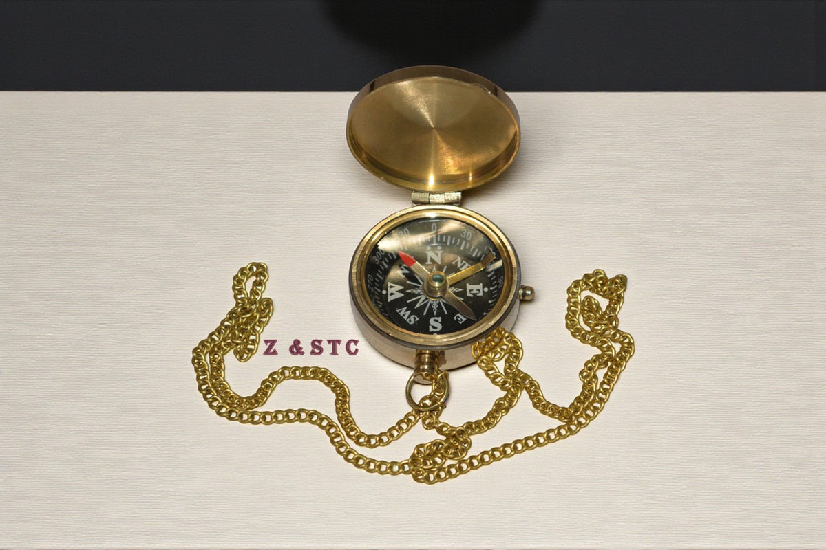 Vintage-Style Brass Compass – STV Lord Kelvin 1824–1907 Engraved Collectible