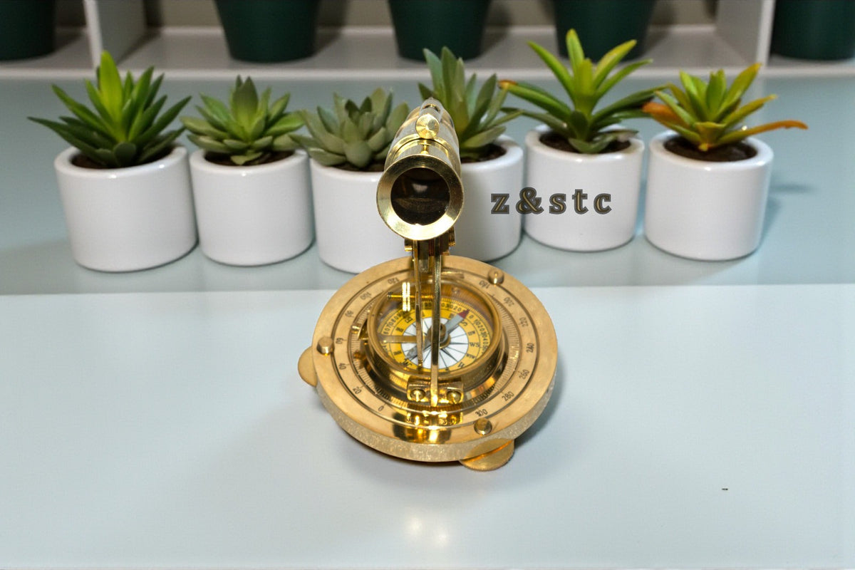 Vintage Brass Alidade Compass – Nautical Navigation Tool & Display Item