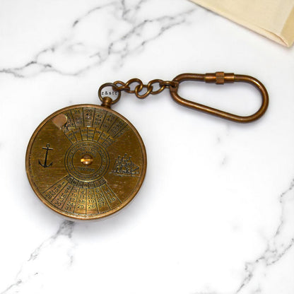 Vintage Brass Perpetual Calendar Keychain Mini Pocket Date Finder