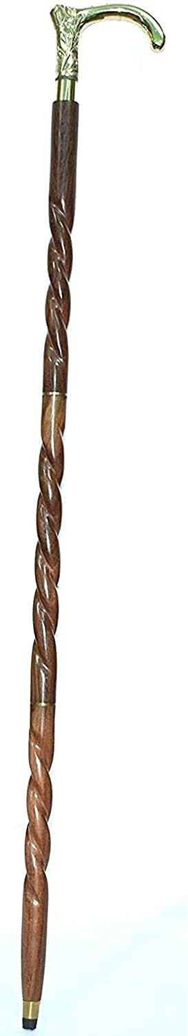 Handmade Brass Walking Stick | Wooden Antique Decorative Cane