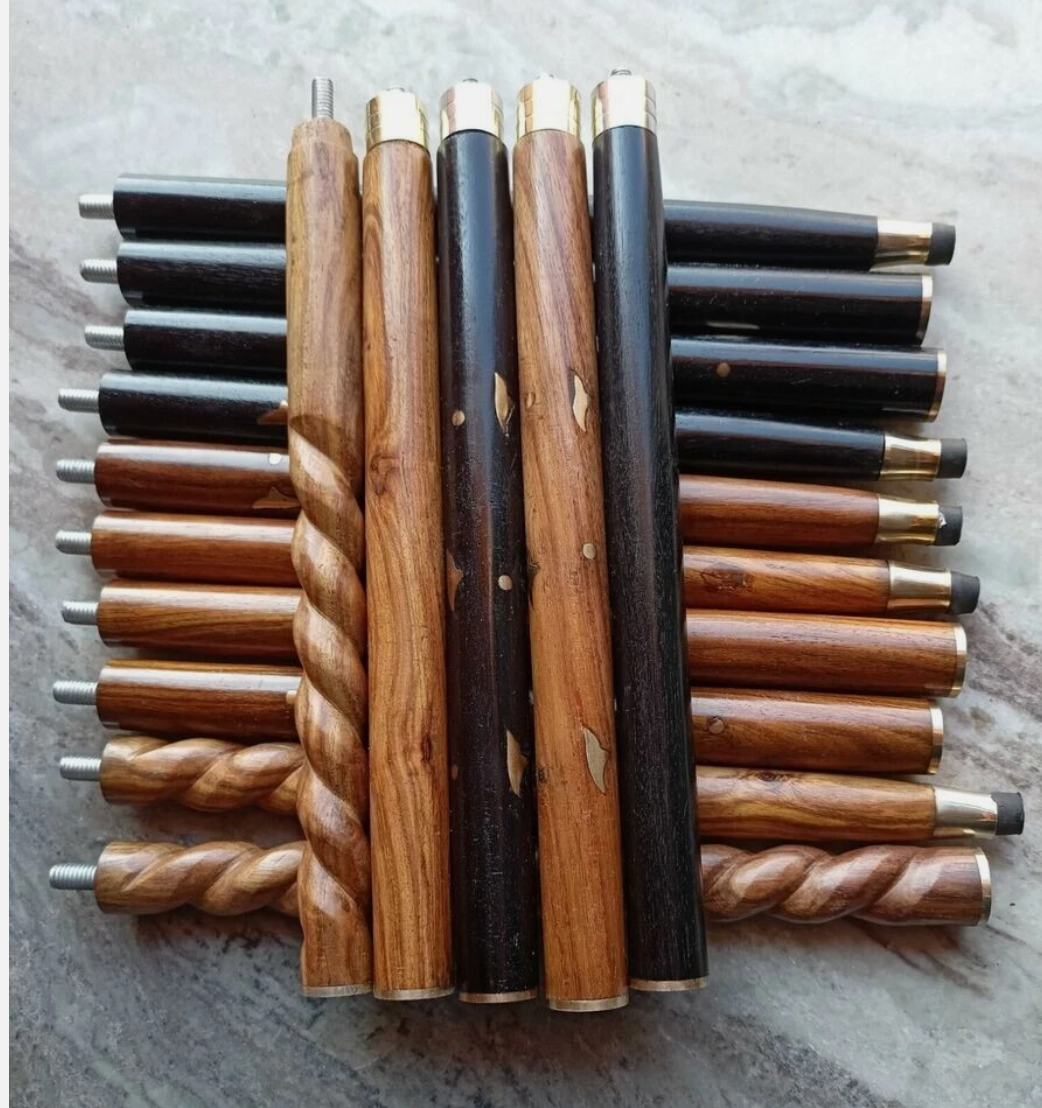 Set of 5 Wooden Walking Stick Shafts | 3-Fold Cane Replacement Poles