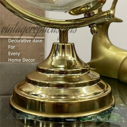 8” Glass World Globe with Metal Stand | Luxury Gold Desktop Globe Decor