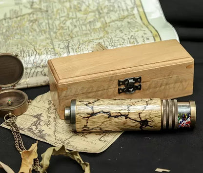 Personalized Brass Kaleidoscope Vintage Style with Wooden Case Handmade Gift Dec