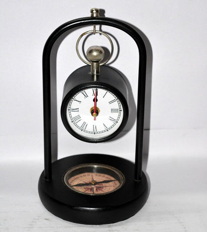 Maritime Antique Brass Hanging Clock with Compass & Thermometer desktop gifts