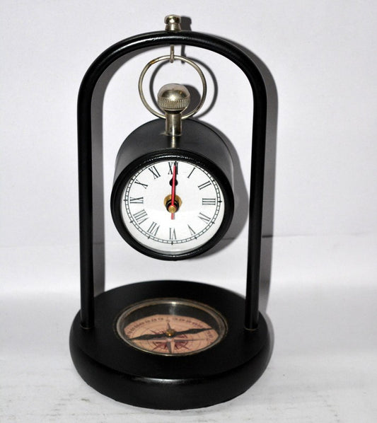 Maritime Antique Brass Hanging Clock with Compass & Thermometer desktop gifts