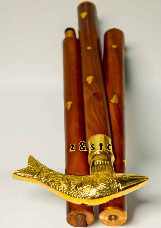 Beautiful Walking Cane with Unique Brass Fish Head Top