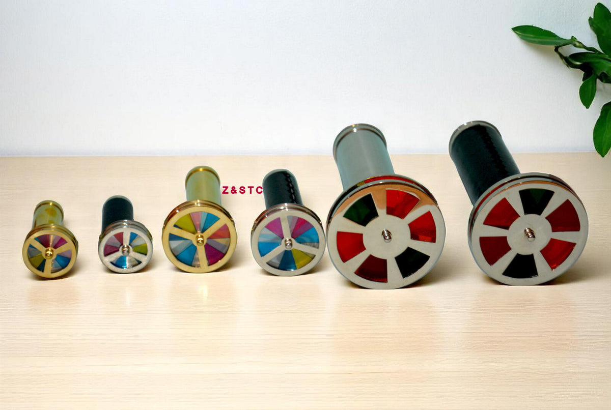 SET OF 6 HANDCRAFTED BRASS KALEIDOSCOPES VINTAGE STYLE COLLECTIBLE GIFTS