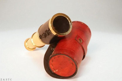 Vintage Style Brass Telescope Pirate Spyglass 6 Inch with Hardwood Case
