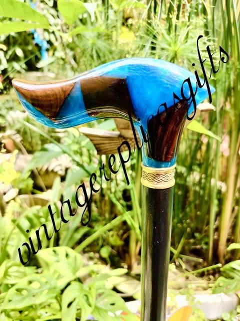 olid Palmwood Walking Stick 36” Handmade Designer Cane Durable Mobility Aid