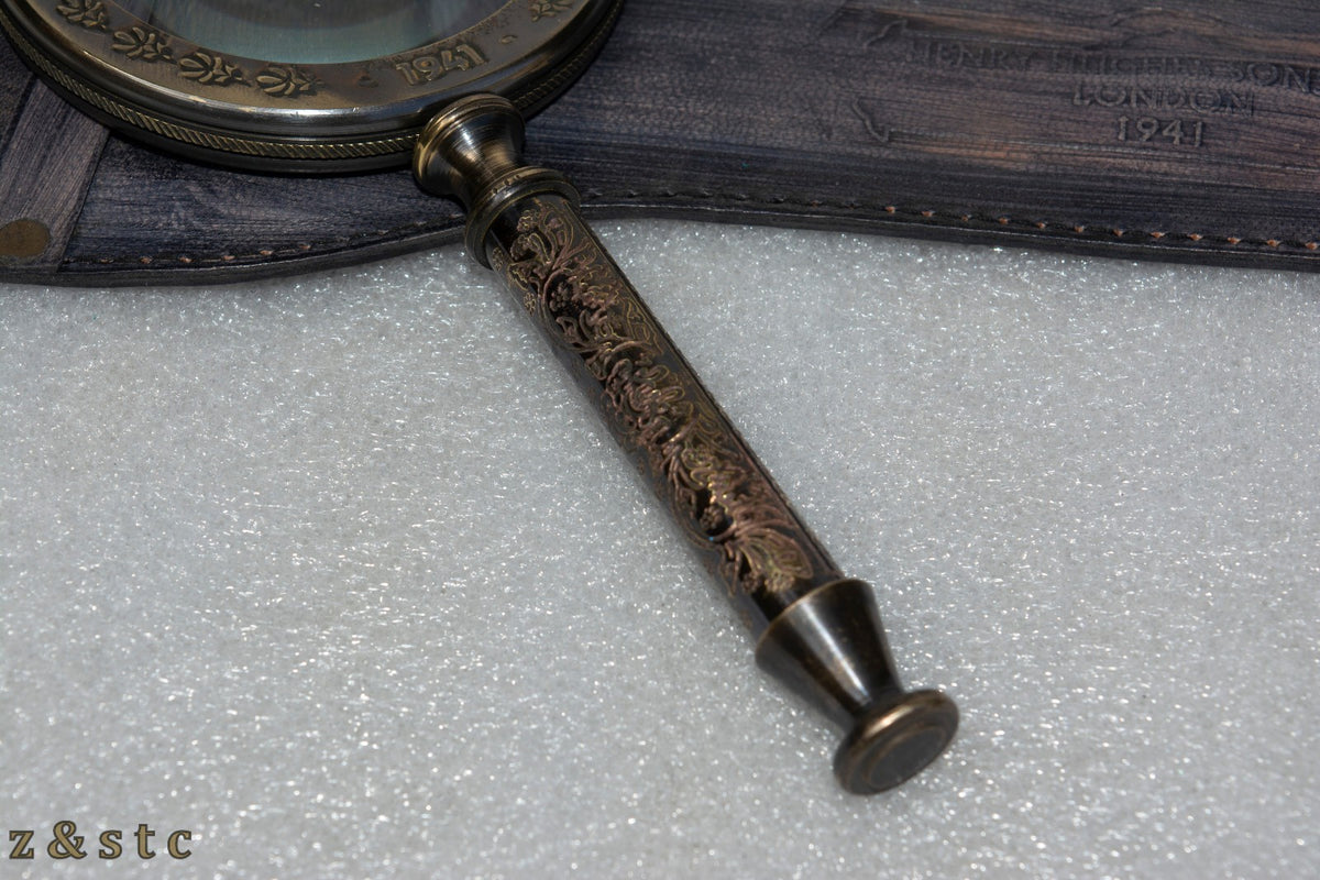Antique-Style Brass Magnifying Glass by Henry Hughes – Nautical Replica