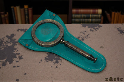 Henry Hughes Brass Handheld Magnifying Glass with Leather Cover – Vintage Replic