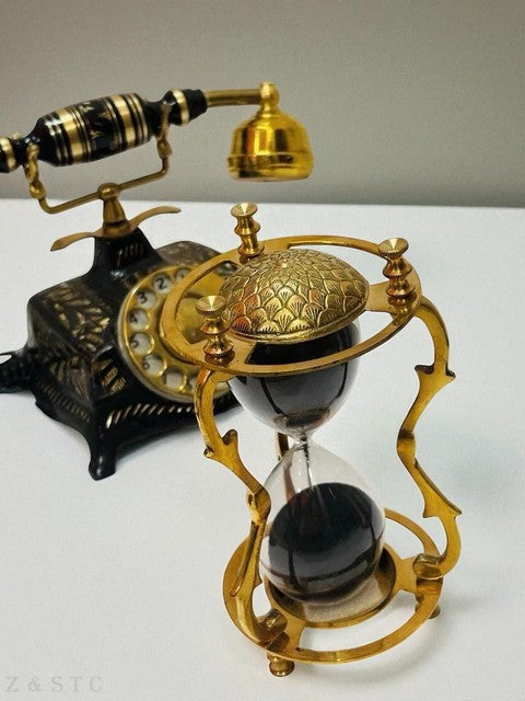 Vintage Brass & Glass Sand Hourglass – Nautical Maritime Timer