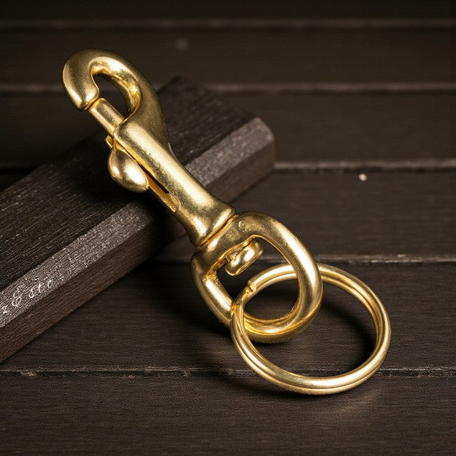 Pack of 16 Solid Brass Keychains Swivel Trigger Snap Hooks with Key Rings & Belt