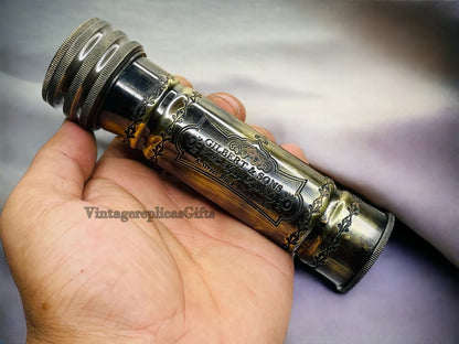 Antique Brass Kaleidoscope w/ Wood Box Custom Wedding Gift, Gift For Adults Kids