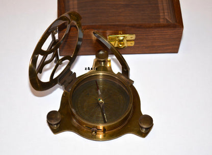Decorative Brass Compass with Transparent Wooden Case – Explorer’s Gift