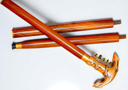 Nautical Style Walking Stick – Brass Ship Anchor Handle, Foldable Wooden Cane