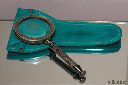 Henry Hughes Brass Handheld Magnifying Glass with Leather Cover – Vintage Replic